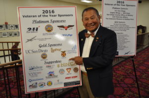 LT Darryl Peralta points to our Gold Sponsorship at the 2016 Veteran of the Year Luncheon